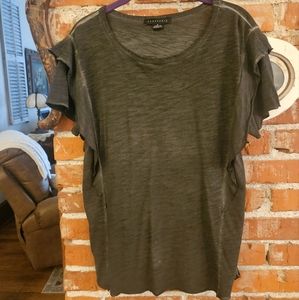 Sanctuary distressed, ruffle-sleeved tee